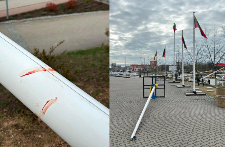 У Литві вандали повалили флагштоки з прапорами України