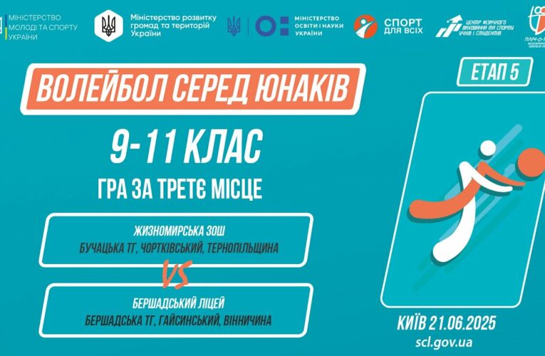 🏐ВОЛЕЙБОЛ | Юнаки 9-11 класів | Гра за 3 місце | Пліч-о-пліч: Етап 5