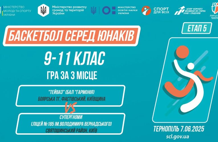 🏀Баскетбол [юнаки] 9-11 класи | Гра за 3 місце | Пліч-о-пліч [ Етап 5 ] 7.06.25